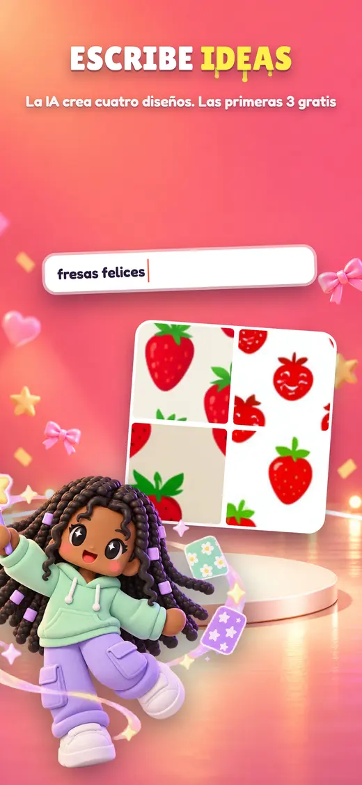 Una idea escrita para la IA y cuatro patrones de fresas