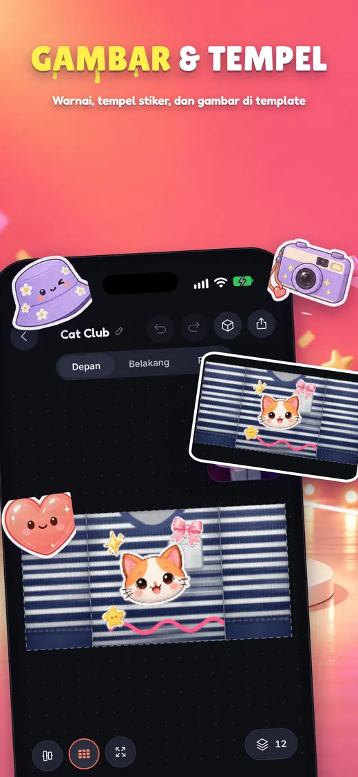Editor dengan kemeja bergaris dan stiker kucing
